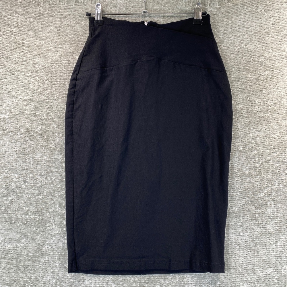 Grace Karin Womens Black High Waist V-Cut Pencil Skirt Size S Knee Length Office